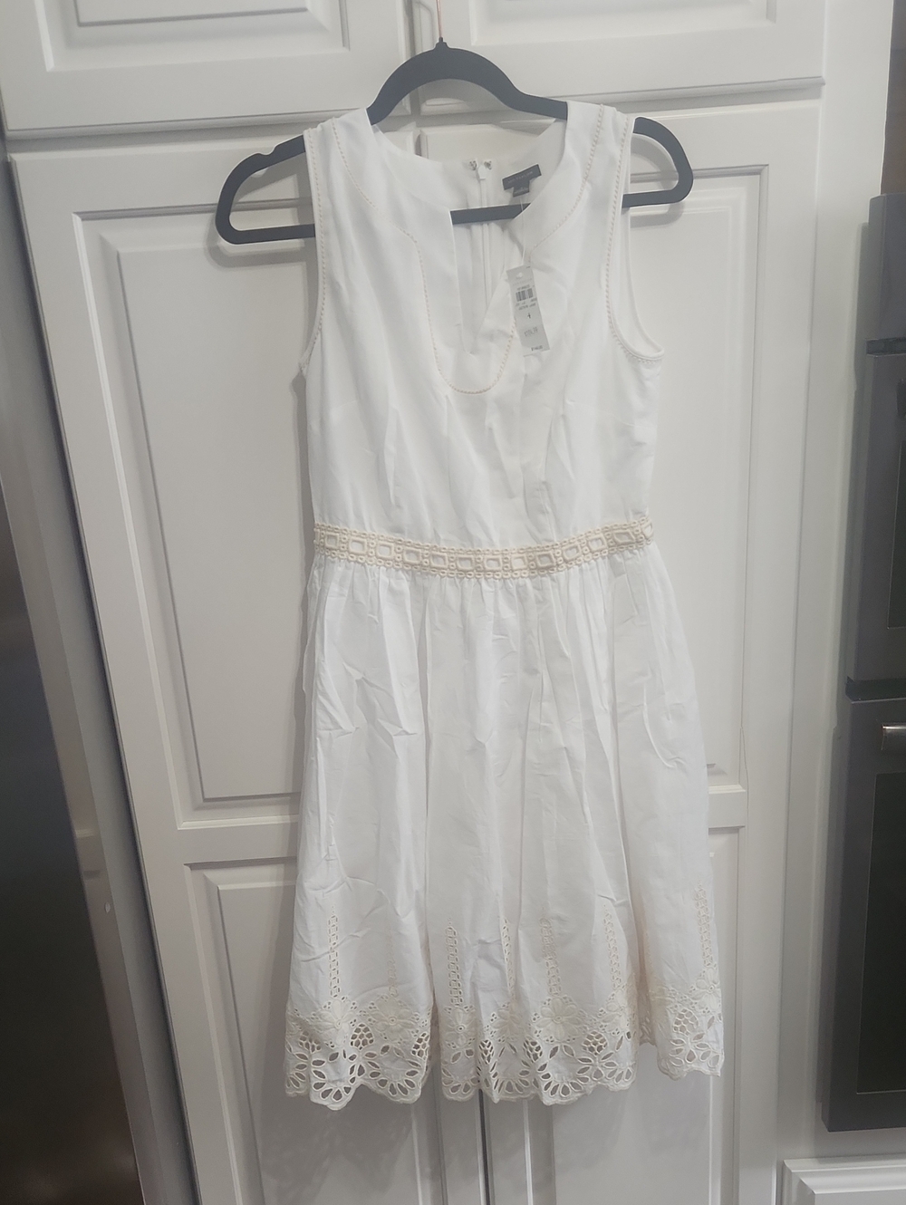 Ann Taylor White Sleeveless Eyelet Fit-and-Flare Dress